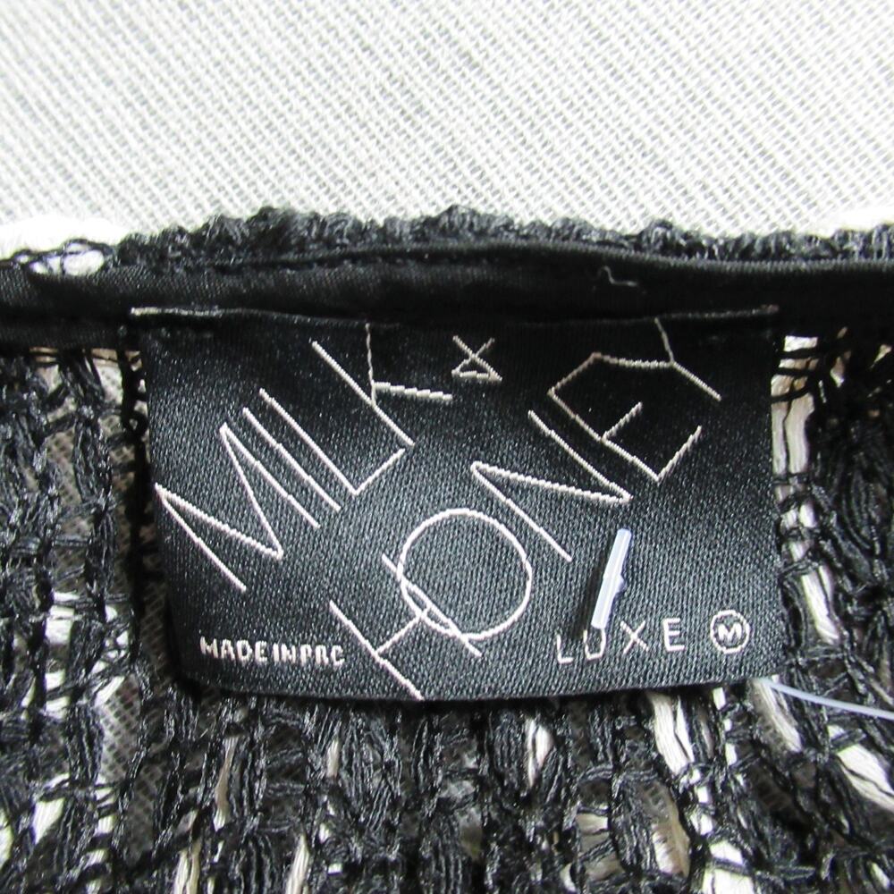 Milk & Honey Cardigan Vest Womens Medium Black Floral Crochet Cropped Boho NWT - Picture 7 of 9